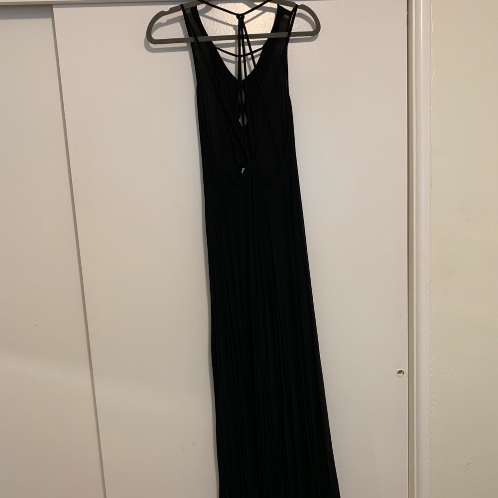 Flowy black maxi with open back